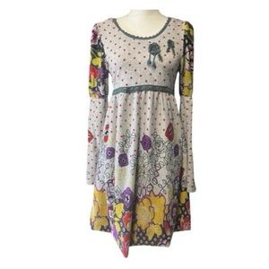 Gracia Fashion Floral Crochet Long Sleeve Sweater Dress
